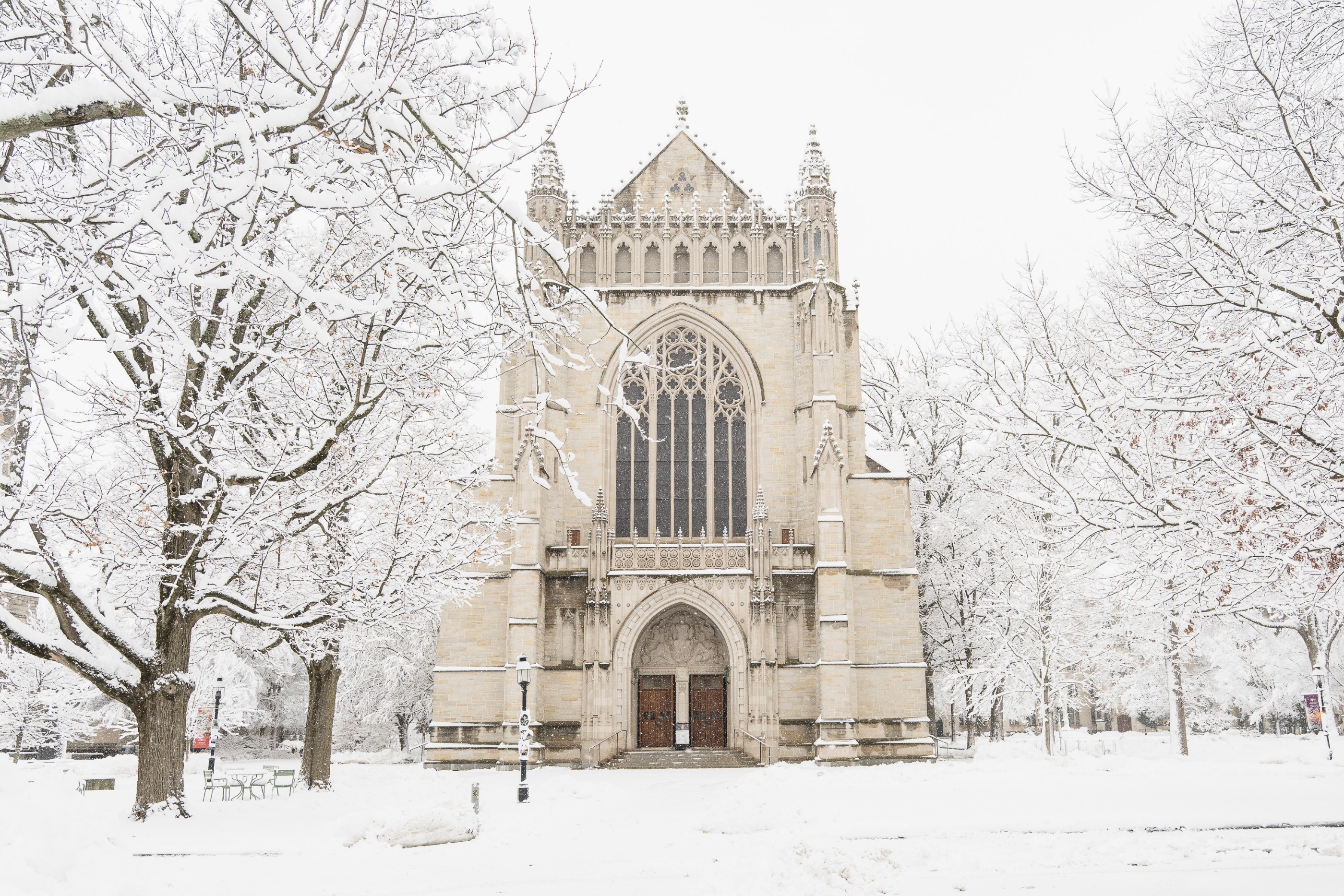 Princeton University Chapel in snow